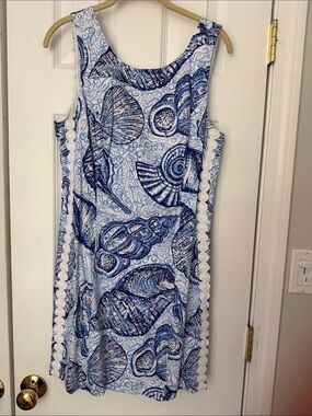 Lilly Pulitzer Blue and White Seashell Print Mini Dress